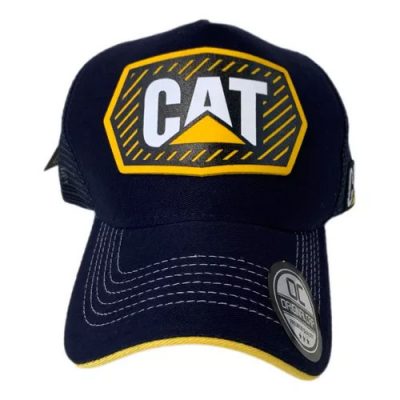 Boné Cat azul marinho logo amarelo e branco Central