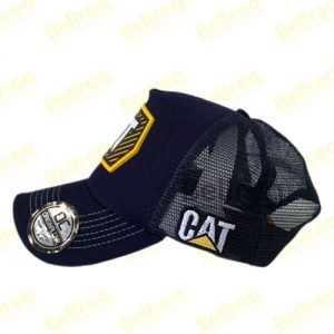 Bone Cat azul marinho logo amarelo e branco central