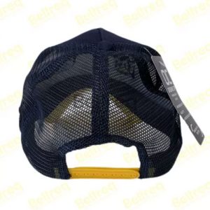 Bone Cat azul marinho logo amarelo e branco central